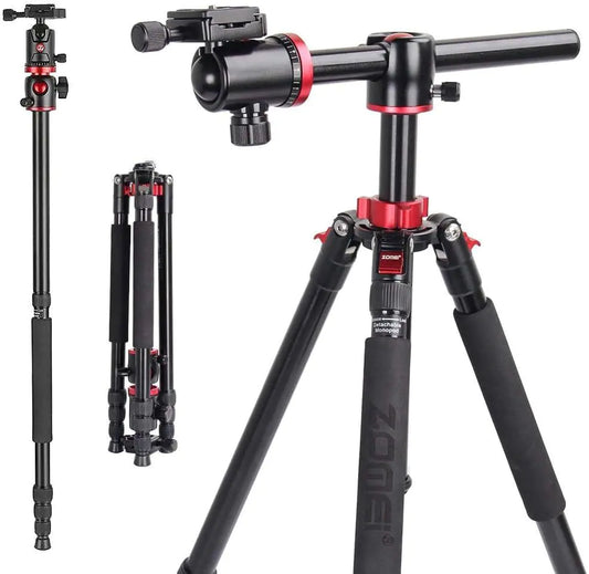 Tripod with Monopod, Carbon Fiber, Red and Black